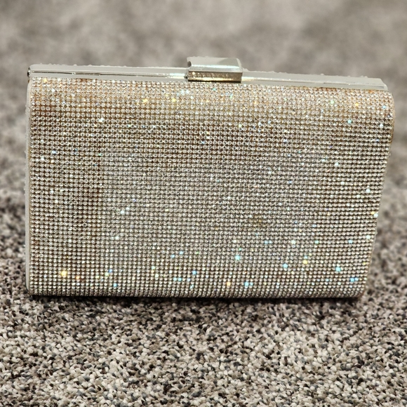 $5 Item! Silver Rhinestone Evening Bag Damaged - Picture 2 of 13